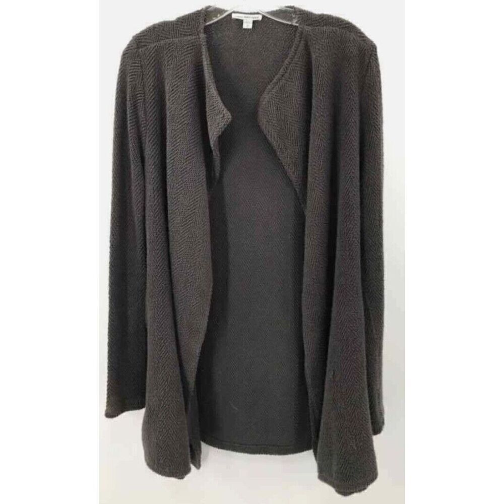 James Perse Standard ANTHROPOLOGIE BLACK texture Long Open Cardigan Sweater 4 XL